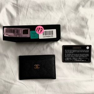 Authentic Chanel Card Holder Black Caviar Leather